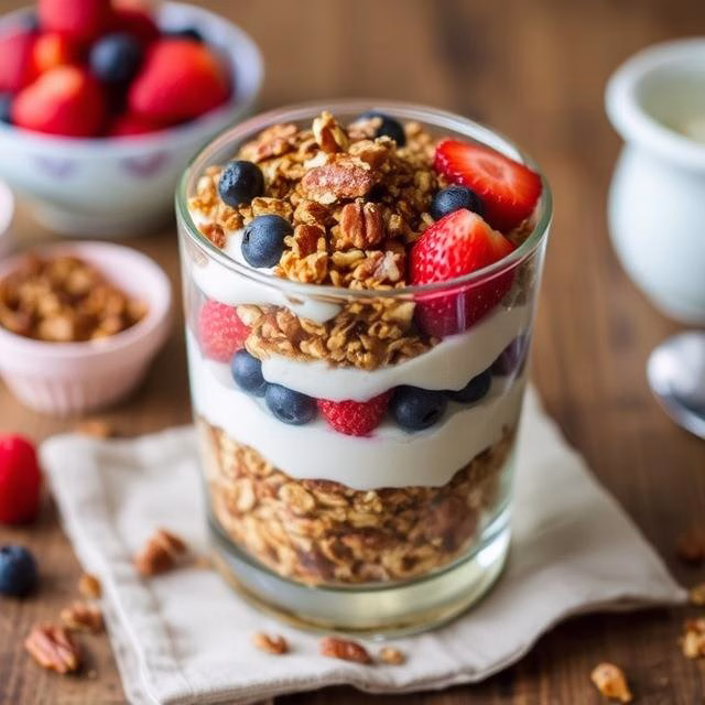 Maple Pecan Granola Breakfast Parfait